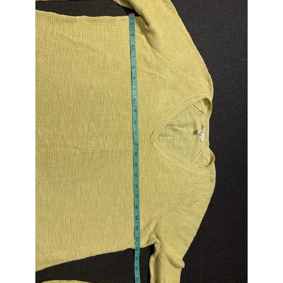 Eileen Fisher Size XL‎ Yellow Linen-Blend V-Neck Long Sleeve Pullover Sweater - Picture 3 of 5